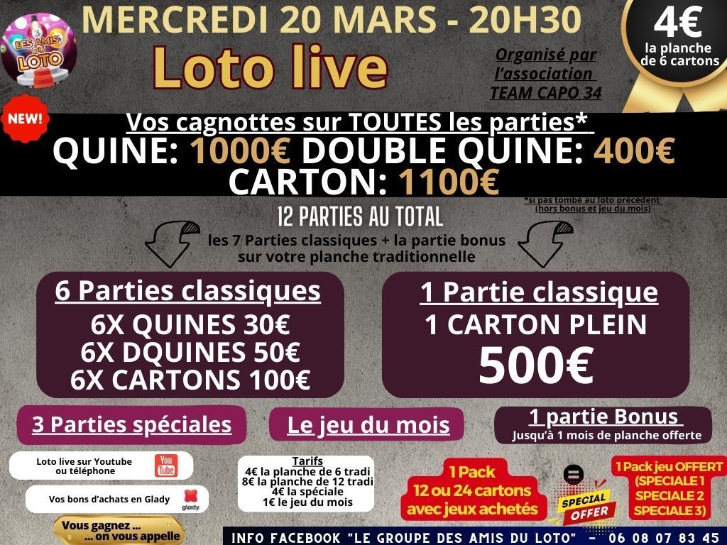 Les Amis du Loto Dates des lotos live